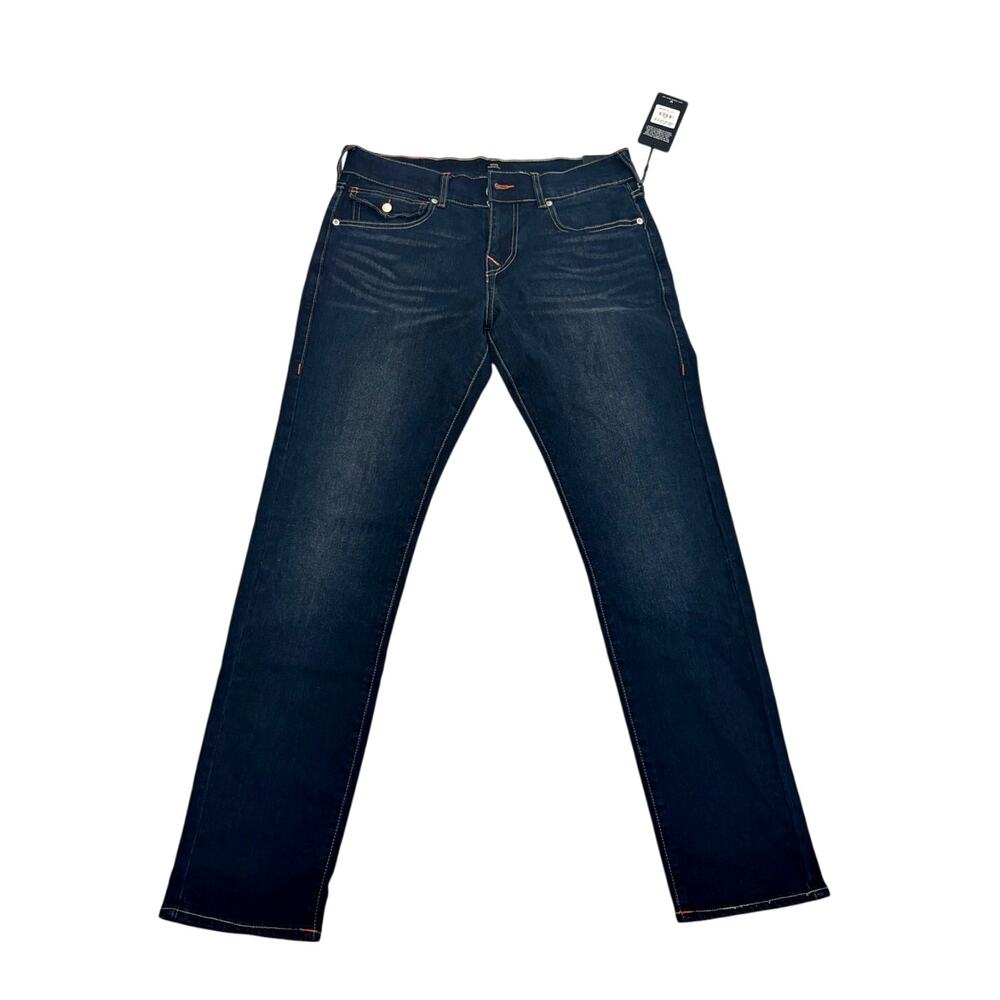 NWT True Religion Geno SN Flap Slim Jeans Men’s Size 30 Dark Scorched Wash